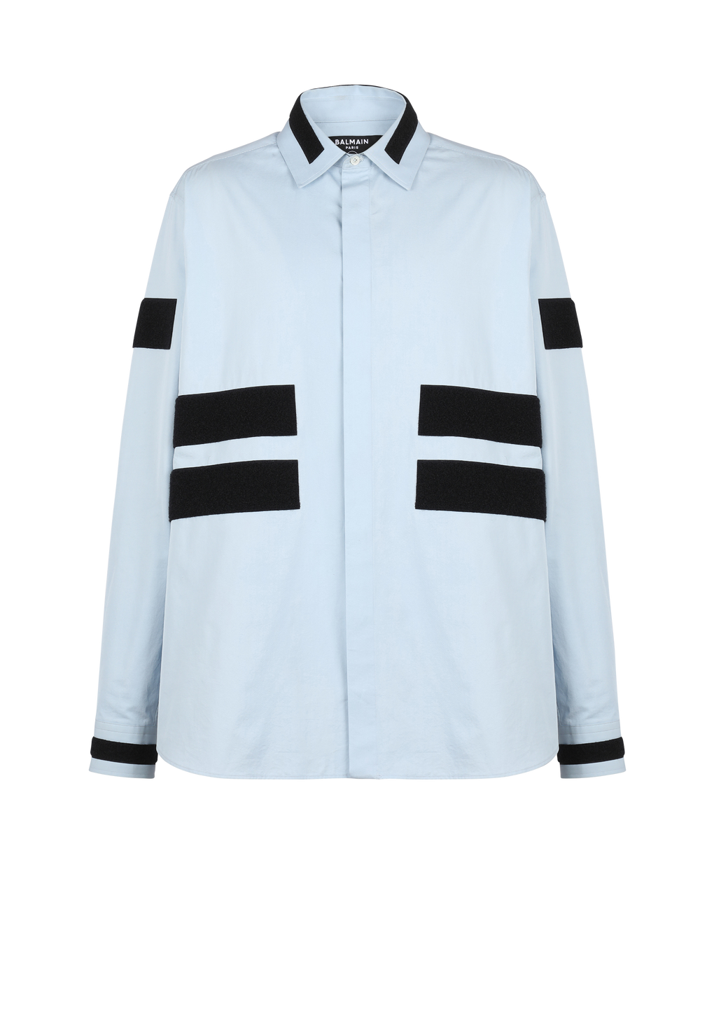 Cotton shirt with velcro stripes, blue, hi-res