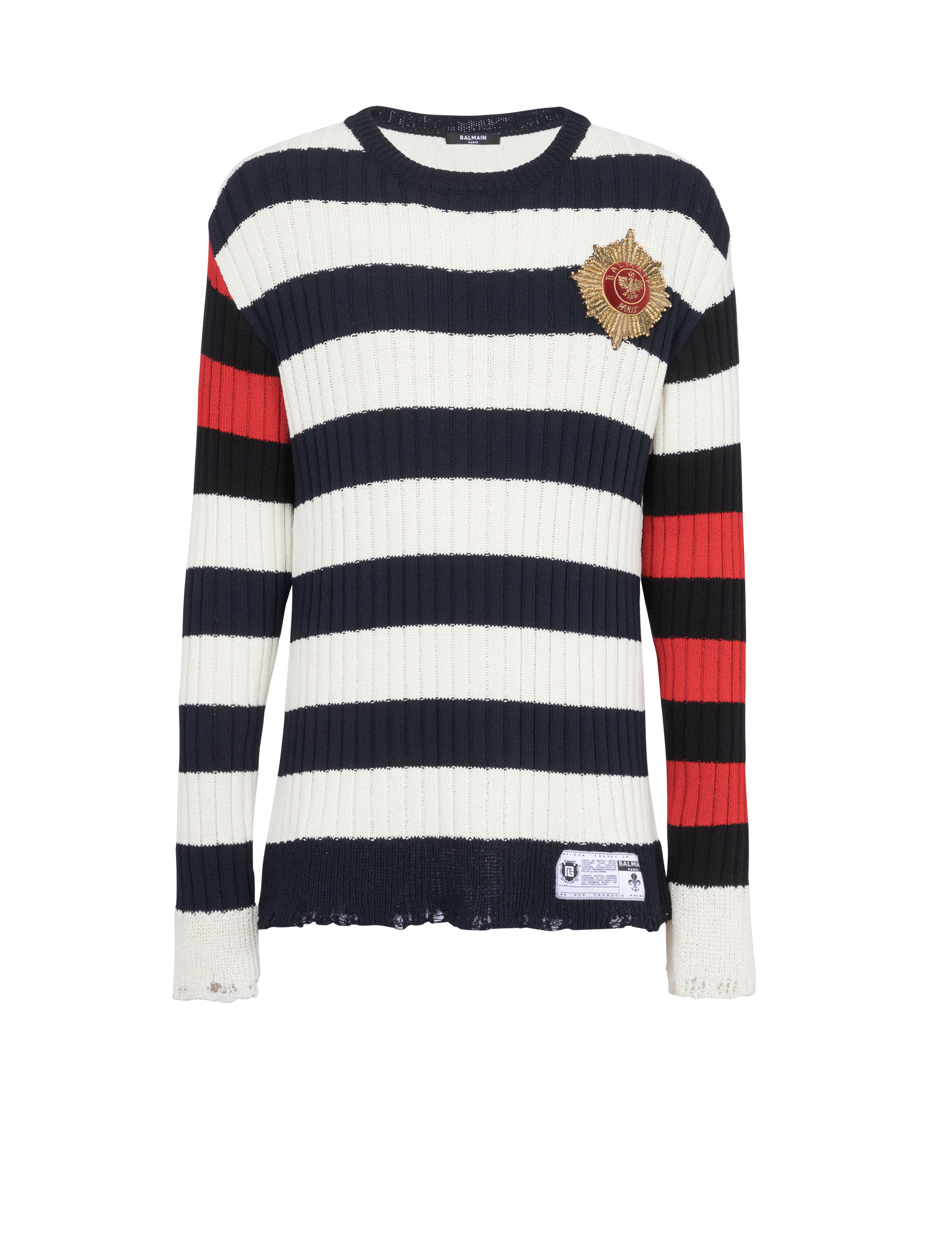 Destroyed nautical sweater, multicolor