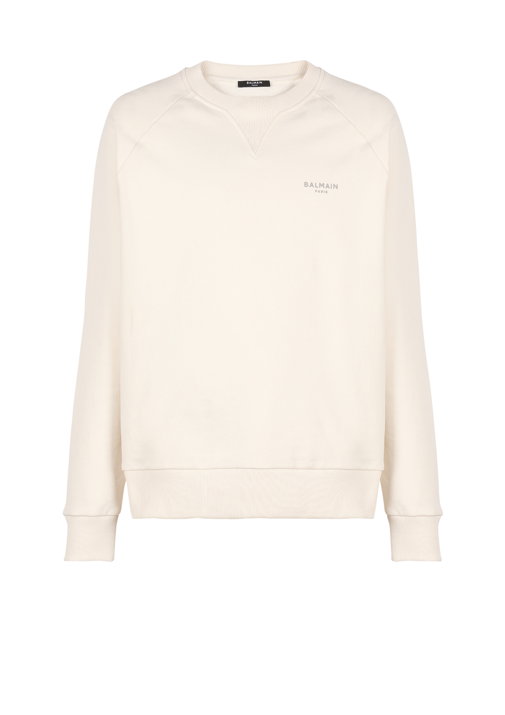 Cotton printed Balmain logo sweatshirt, beige, hi-res