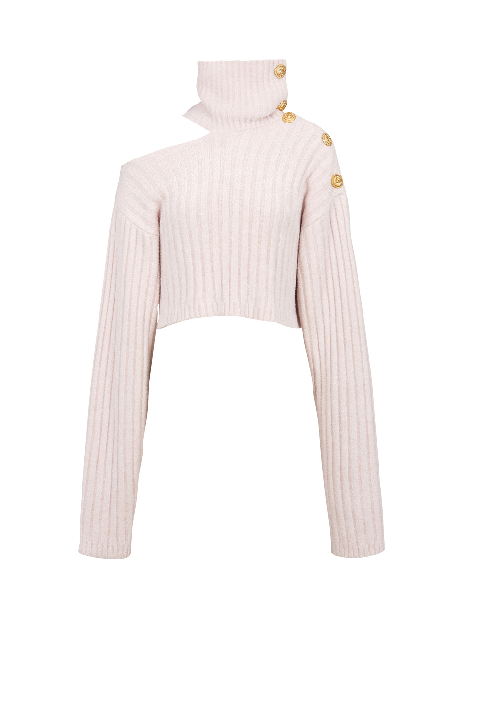 Cropped velvet sweatshirt, pink, hi-res