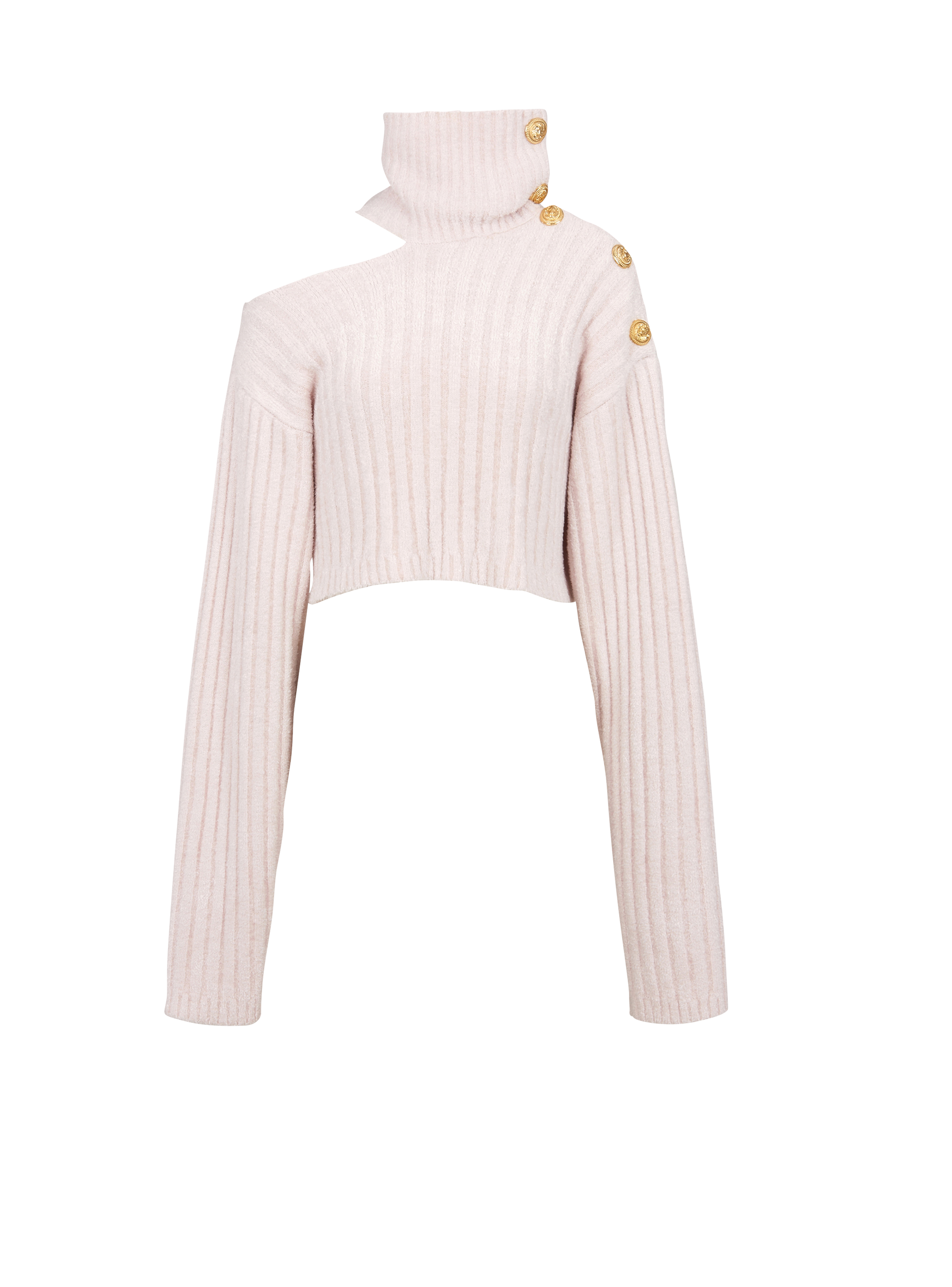 Cropped velvet sweatshirt, pink